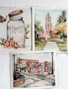 Ball State Shafer Bell Tower - Watercolor Print by Emily Winslow