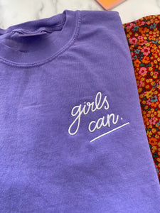 Girls Can Embroidered Tee - Youth (Made To Order)