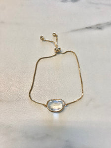 Crystal Glass Gold Adjustable Bracelet