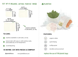 Organic Cotton Produce Bags | Set of 4