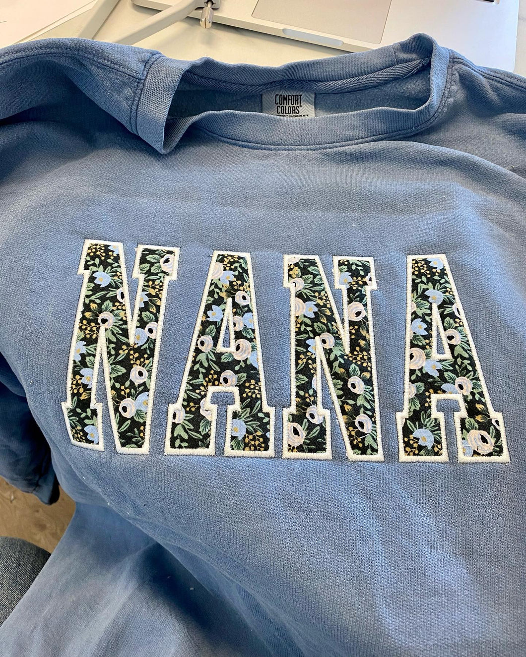 Nana Appliqué Embroidered Sweatshirt | Primavera Rosa (Made to Order)