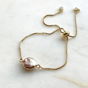 Freshwater Pearl Gold Adjustable Bracelet