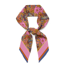 Load image into Gallery viewer, Peony Silk Twilly Scarf - Blues + Pinks
