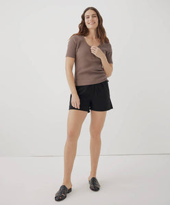 Women's Favorite Rib Henley Top: Deep Taupe / Large