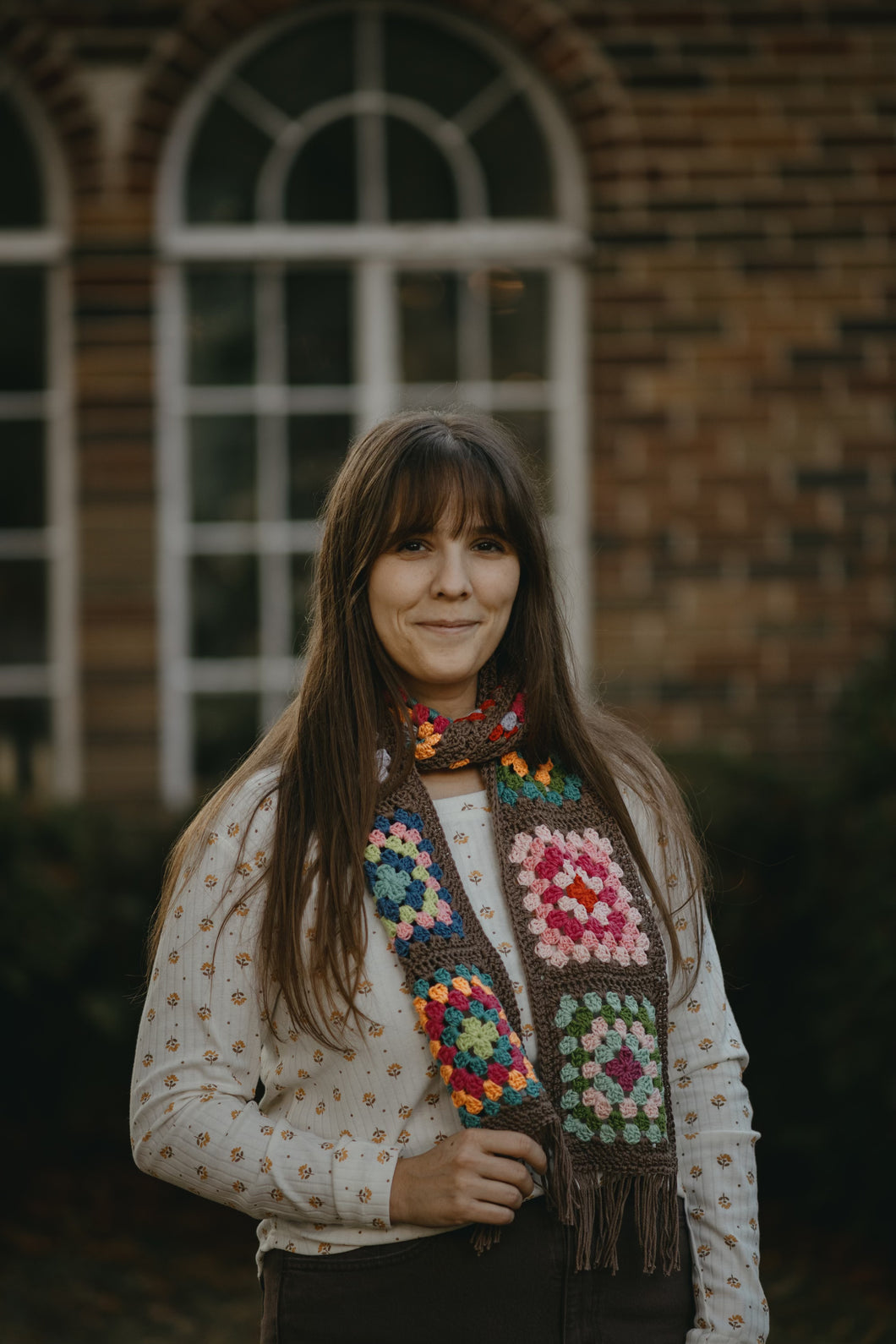 Crocheted Granny Square Scarf