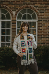 Crocheted Granny Square Scarf