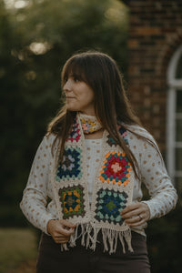 Crocheted Granny Square Scarf