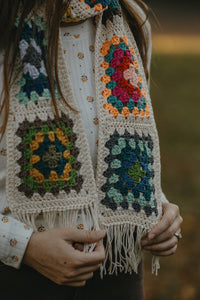 Crocheted Granny Square Scarf