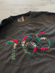 The 765 Embroidered Floral Tee (Made To Order)