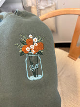 Load image into Gallery viewer, Floral Ball Jar Bouquet Embroidered Crewneck
