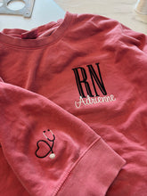 Load image into Gallery viewer, Personalized RN Embroidered Sweatshirt
