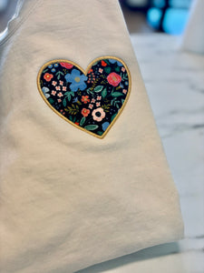 Heart Appliqué Embroidered Sweatshirt (Made to Order)