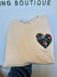 Heart Appliqué Embroidered Sweatshirt (Made to Order)