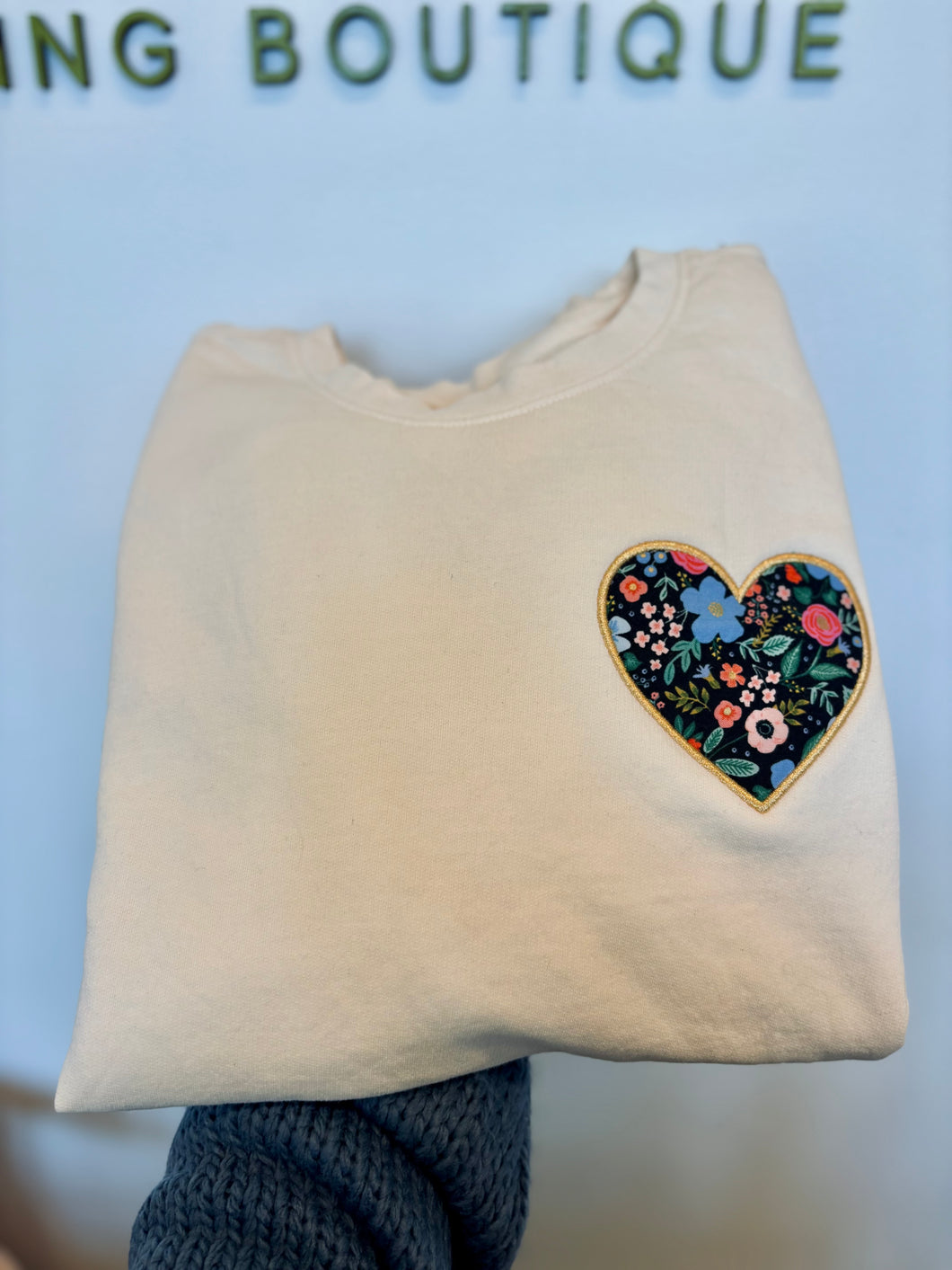 Heart Appliqué Embroidered Sweatshirt (Made to Order)