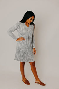 Static Grey LS Slub Dress