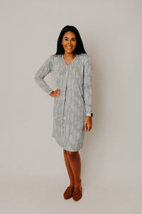 Static Grey LS Slub Dress