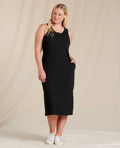 Piru Henley Midi Tank Dress | Black